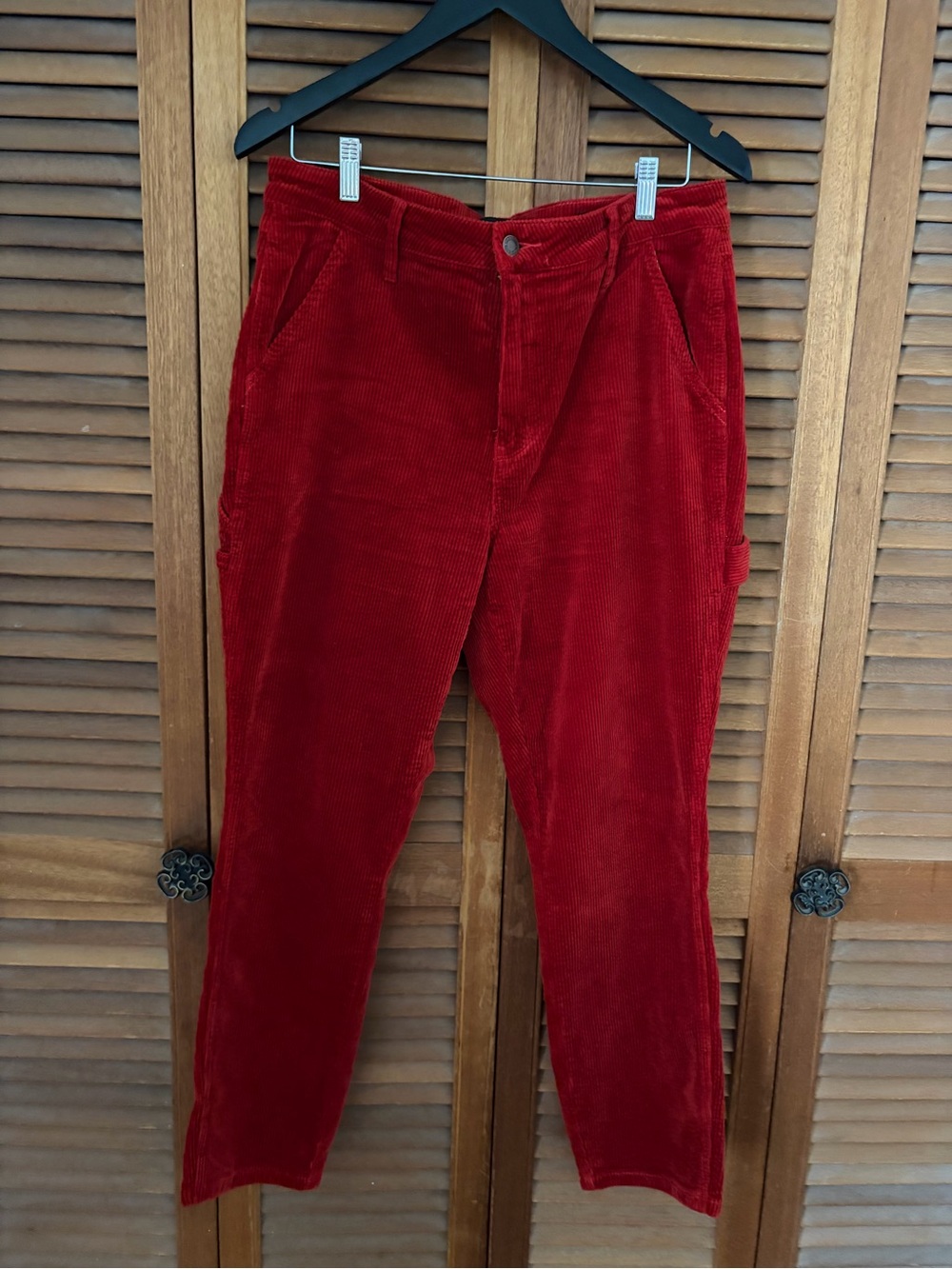 Judy Blue Red Corduroy womens Relaxed Utility Pants size 30